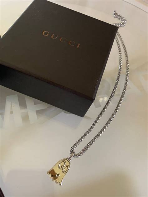 gucci ghost necklace length|gucci ghost necklace on neck.